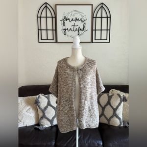 Pure Jill Open Front Cape Poncho Alpaca/Wool Blend Beige/Cream Oversized S/M